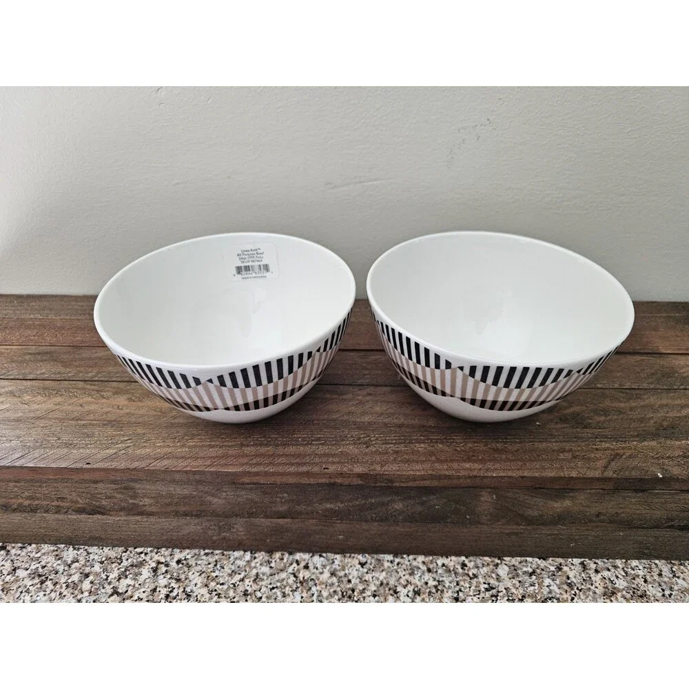 2 LENOX Luca Andrisani Linea Ottica Arch All Purpose Bowls Brown Black Modern